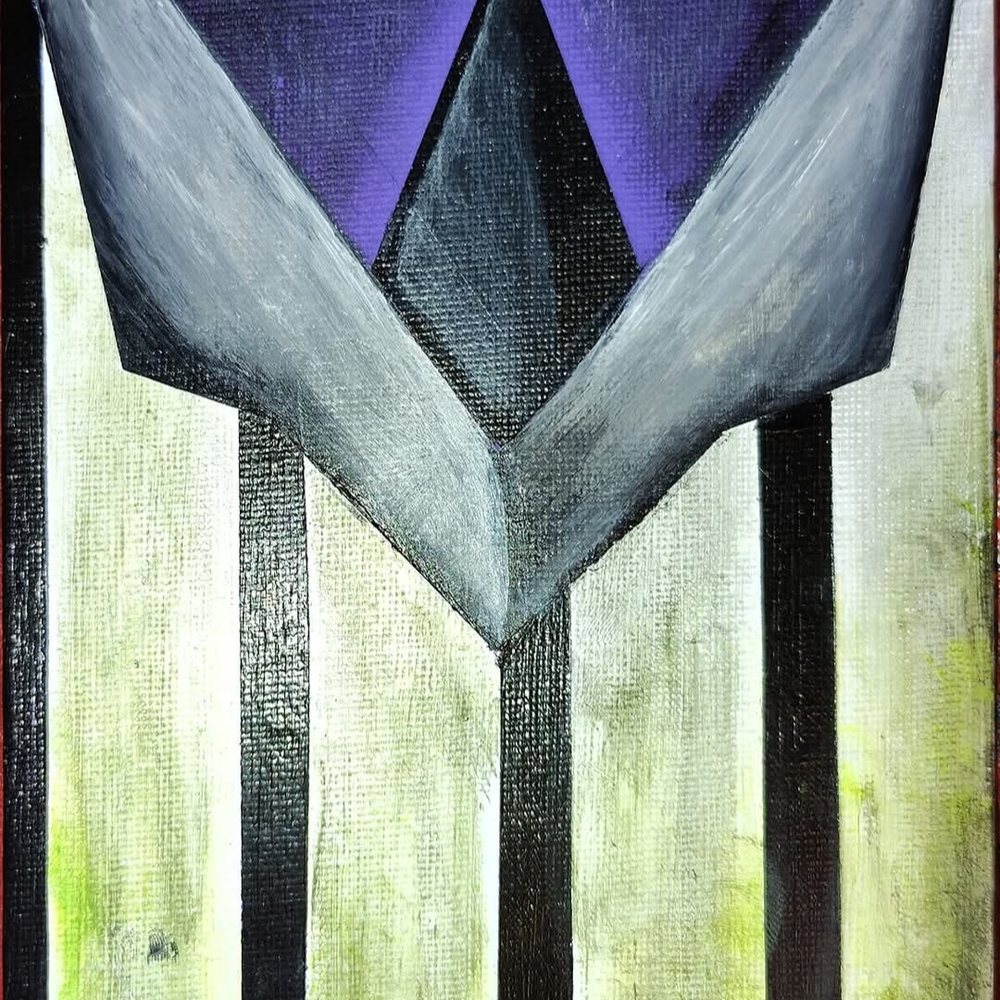 Beetlejuice Tuxedo Abstract Canvas Art with Purple and Gray Accents